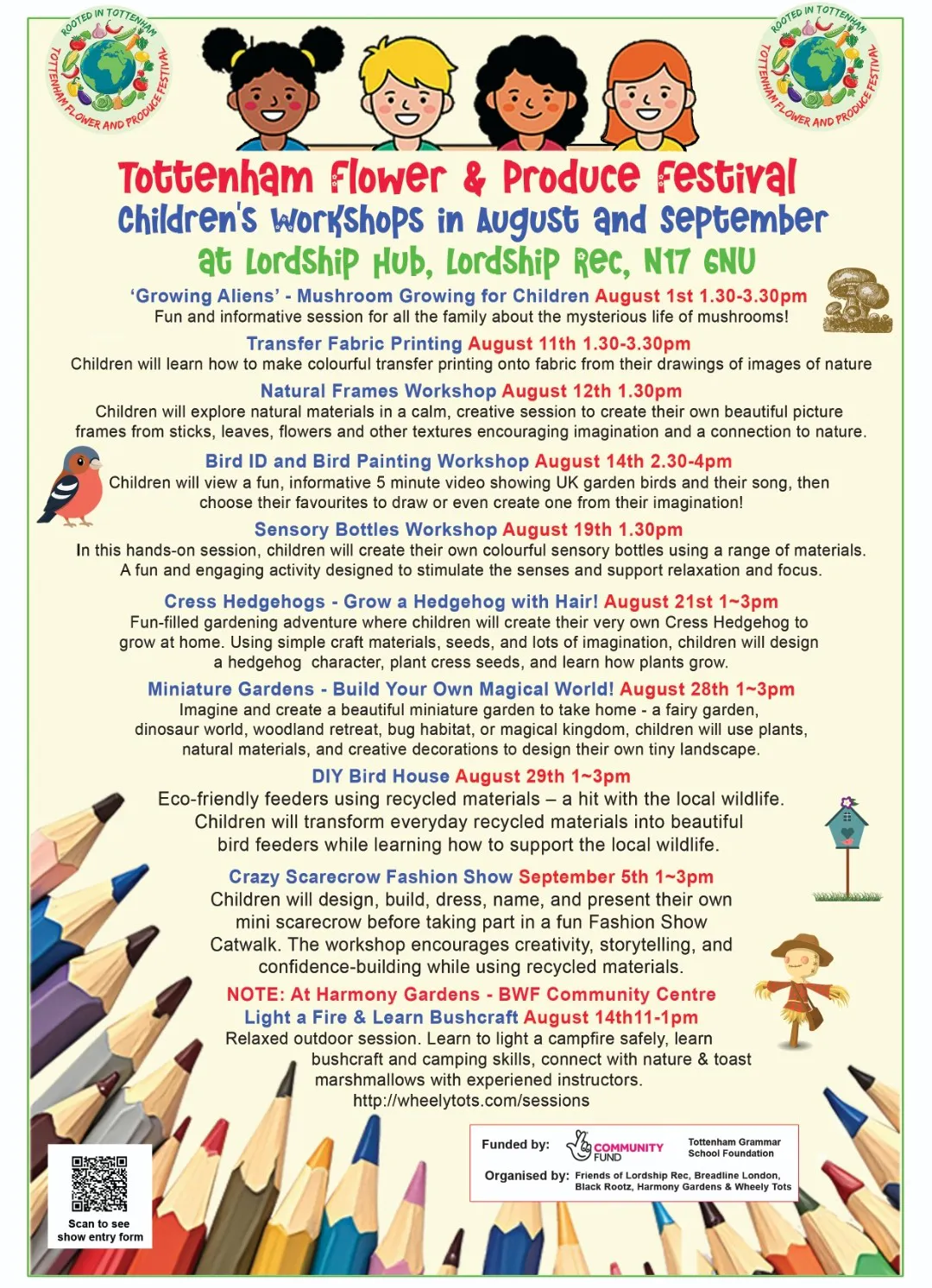 Tottenham Flower & Produce Festival: Children's Activities in August & September at Lordship Rec